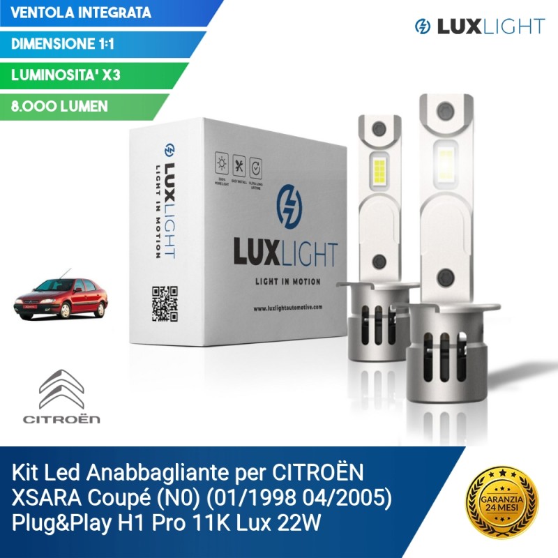 Kit Led Anabbagliante per CITROËN XSARA Coupé (N0) (01/1998 04/2005) Plug&Play H1 Pro 11K Lux 22W