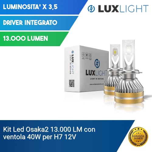 Kit Led Osaka2 13.000 LM con ventola 40W per H7 12V