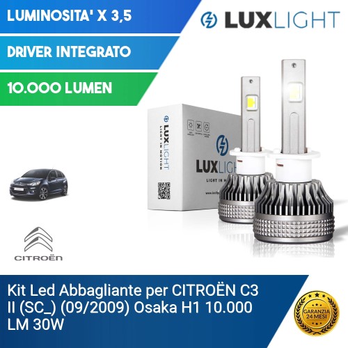 Kit Led Abbagliante per CITROËN C3 II (SC_) (09/2009) Osaka H1 10.000 LM 30W