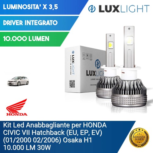 Kit Led Anabbagliante per HONDA CIVIC VII Hatchback (EU, EP, EV) (01/2000 02/2006) Osaka H1 10.000 LM 30W