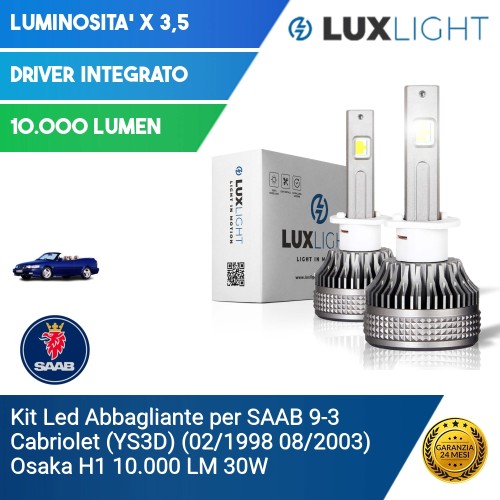 Kit Led Abbagliante per SAAB 9-3 Cabriolet (YS3D) (02/1998 08/2003) Osaka H1 10.000 LM 30W