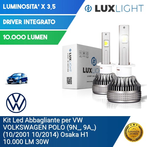 Kit Led Abbagliante per VW VOLKSWAGEN POLO (9N_, 9A_) (10/2001 10/2014) Osaka H1 10.000 LM 30W