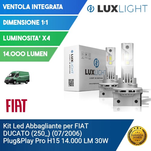 Kit Led Abbagliante per FIAT DUCATO (250_) (07/2006) Plug&Play Pro H15 14.000 LM 30W