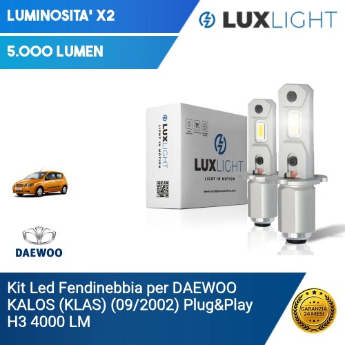 Kit Led Fendinebbia per DAEWOO KALOS (KLAS) (09/2002) Plug&Play H3 4000 LM