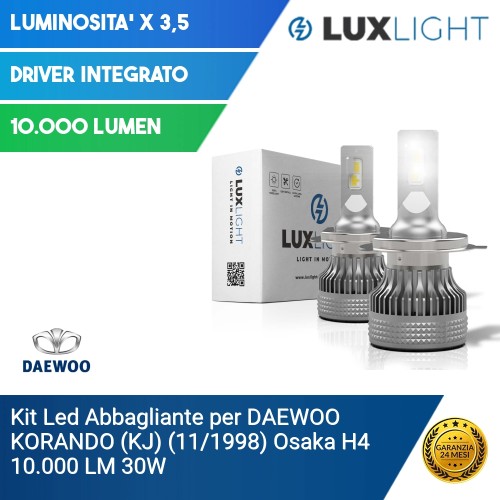 Kit Led Abbagliante per DAEWOO KORANDO (KJ) (11/1998) Osaka H4 10.000 LM 30W