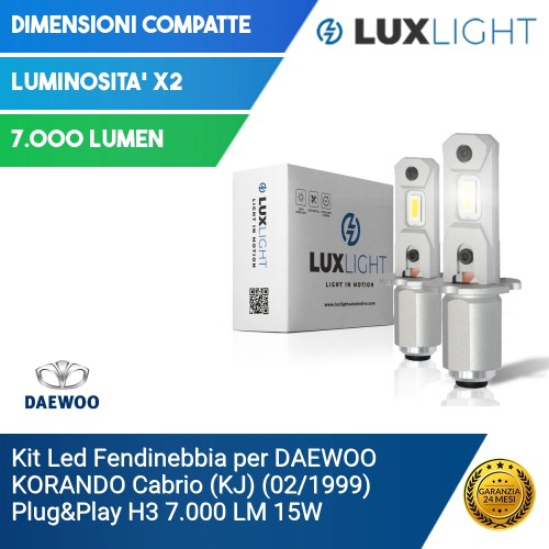 Kit Led Fendinebbia per DAEWOO KORANDO Cabrio (KJ) (02/1999) Plug&Play H3 7.000 LM 15W