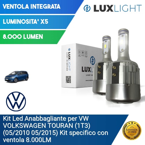 Kit Led Anabbagliante per VW VOLKSWAGEN TOURAN (1T3) (05/2010 05/2015) Kit specifico con ventola 8.000LM