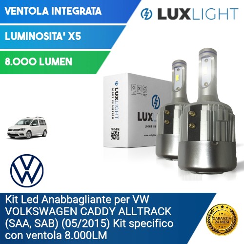 Kit Led Anabbagliante per VW VOLKSWAGEN CADDY ALLTRACK (SAA, SAB) (05/2015) Kit specifico con ventola 8.000LM