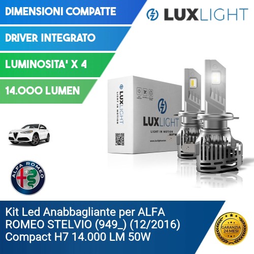 Kit Led Anabbagliante per ALFA ROMEO STELVIO (949_) (12/2016) Compact H7 14.000 LM 50W