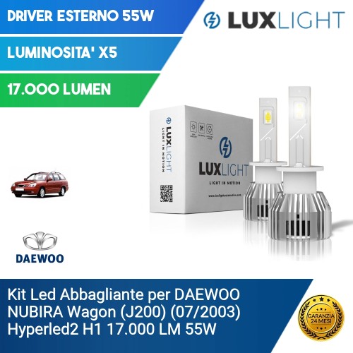 Kit Led Abbagliante per DAEWOO NUBIRA Wagon (J200) (07/2003) Hyperled2 H1 17.000 LM 55W