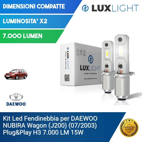 Kit Led Fendinebbia per DAEWOO NUBIRA Wagon (J200) (07/2003) Plug&Play H3 7.000 LM 15W