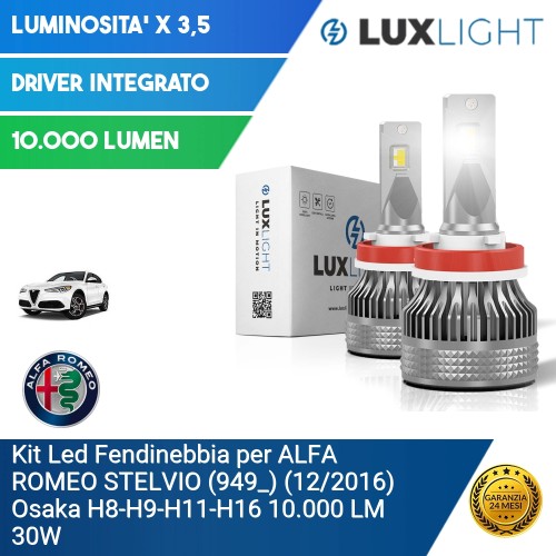 Kit Led Fendinebbia per ALFA ROMEO STELVIO (949_) (12/2016) Osaka H8-H9-H11-H16 10.000 LM 30W