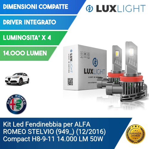 Kit Led Fendinebbia per ALFA ROMEO STELVIO (949_) (12/2016) Compact H8-9-11 14.000 LM 50W