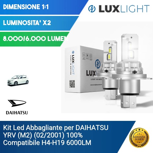 Kit Led Abbagliante per DAIHATSU YRV (M2) (02/2001) 100% Compatibile H4-H19 6000LM