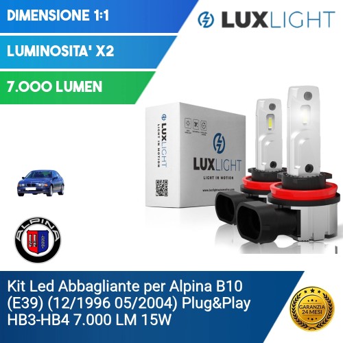 Kit Led Abbagliante per Alpina B10 (E39) (12/1996 05/2004) Plug&Play HB3-HB4 7.000 LM 15W