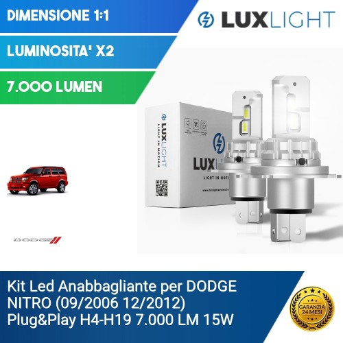 Kit Led Anabbagliante per DODGE NITRO (09/2006 12/2012) Plug&Play H4-H19 7.000 LM 15W