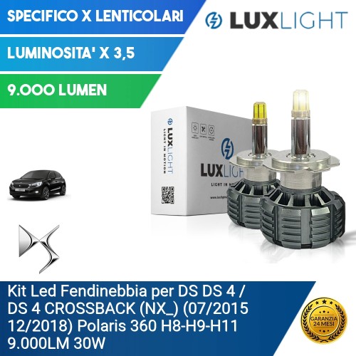 Kit Led Fendinebbia per DS DS 4 / DS 4 CROSSBACK (NX_) (07/2015 12/2018) Polaris 360 H8-H9-H11 9.000LM 30W