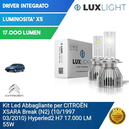 Kit Led Abbagliante per CITROËN XSARA Break (N2) (10/1997 03/2010) Hyperled2 H7 17.000 LM 55W