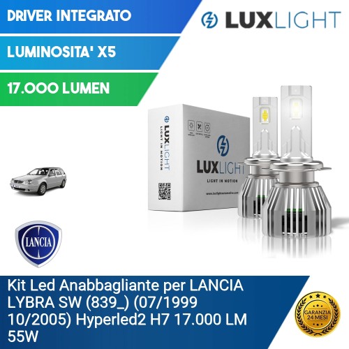 Kit Led Anabbagliante per LANCIA LYBRA SW (839_) (07/1999 10/2005) Hyperled2 H7 17.000 LM 55W