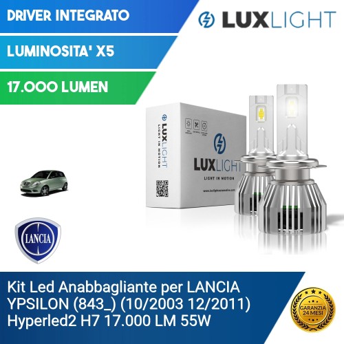 Kit Led Anabbagliante per LANCIA YPSILON (843_) (10/2003 12/2011) Hyperled2 H7 17.000 LM 55W