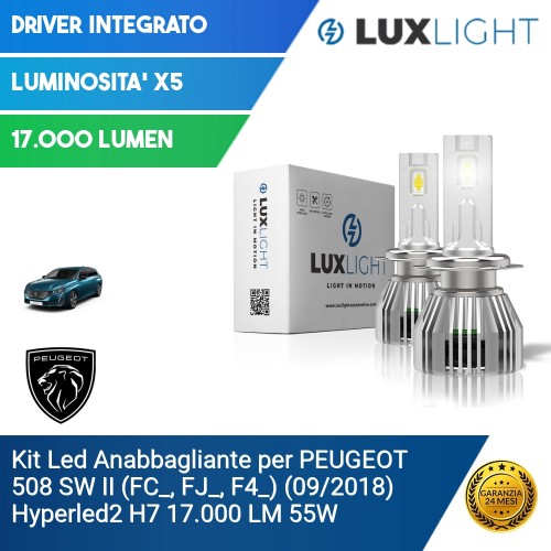 Kit Led Anabbagliante per PEUGEOT 508 SW II (FC_, FJ_, F4_) (09/2018) Hyperled2 H7 17.000 LM 55W