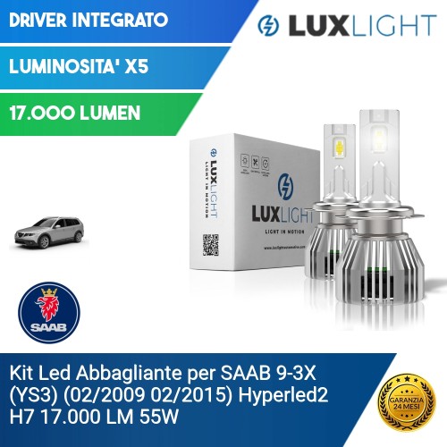 Kit Led Abbagliante per SAAB 9-3X (YS3) (02/2009 02/2015) Hyperled2 H7 17.000 LM 55W