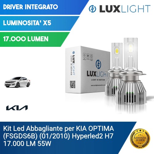Kit Led Abbagliante per KIA OPTIMA (FSGDS6B) (01/2010) Hyperled2 H7 17.000 LM 55W