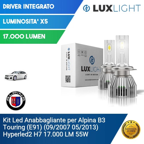 Kit Led Anabbagliante per Alpina B3 Touring (E91) (09/2007 05/2013) Hyperled2 H7 17.000 LM 55W