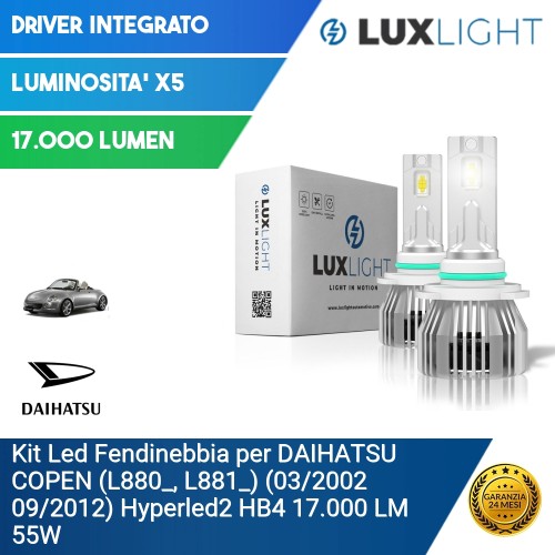 Kit Led Fendinebbia per DAIHATSU COPEN (L880_, L881_) (03/2002 09/2012) Hyperled2 HB4 17.000 LM 55W
