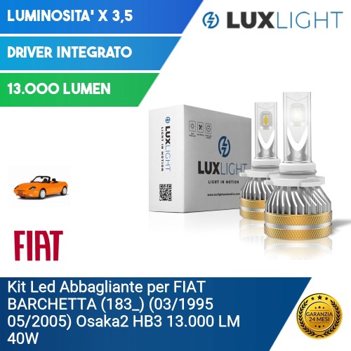 Kit Led Abbagliante per FIAT BARCHETTA (183_) (03/1995 05/2005) Osaka2 HB3 13.000 LM 40W