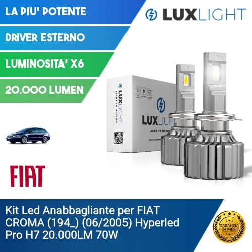 Kit Led Anabbagliante per FIAT CROMA (194_) (06/2005) Hyperled Pro H7 20.000LM 70W