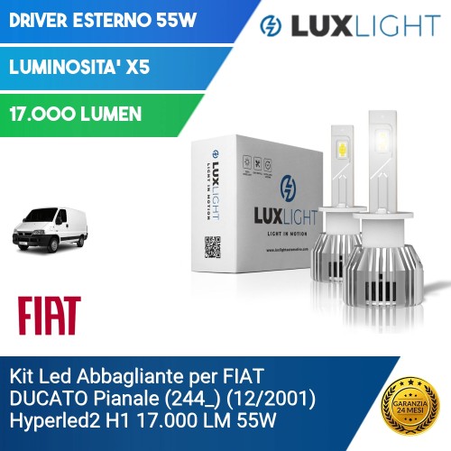 Kit Led Abbagliante per FIAT DUCATO Pianale (244_) (12/2001) Hyperled2 H1 17.000 LM 55W