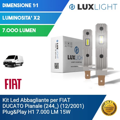 Kit Led Abbagliante per FIAT DUCATO Pianale (244_) (12/2001) Plug&Play H1 7.000 LM 15W