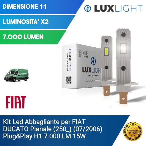 Kit Led Abbagliante per FIAT DUCATO Pianale (250_) (07/2006) Plug&Play H1 7.000 LM 15W