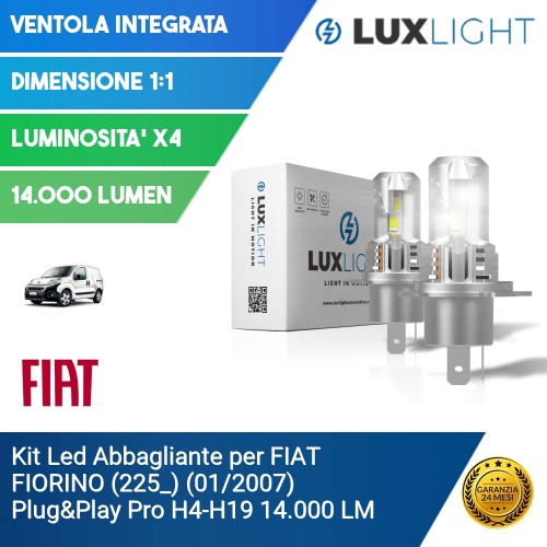 Kit Led Abbagliante per FIAT FIORINO (225_) (01/2007) Plug&Play Pro H4-H19 14.000 LM