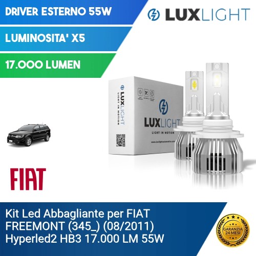 Kit Led Abbagliante per FIAT FREEMONT (345_) (08/2011) Hyperled2 HB3 17.000 LM 55W