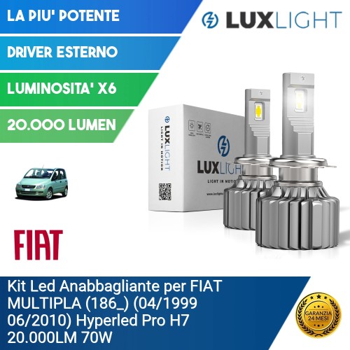 Kit Led Anabbagliante per FIAT MULTIPLA (186_) (04/1999 06/2010) Hyperled Pro H7 20.000LM 70W