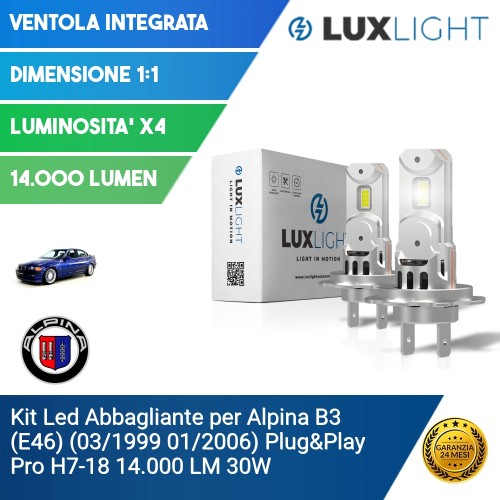 Kit Led Abbagliante per Alpina B3 (E46) (03/1999 01/2006) Plug&Play Pro H7-18 14.000 LM 30W