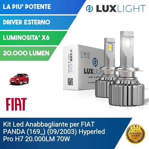 Kit Led Anabbagliante per FIAT PANDA (169_) (09/2003) Hyperled Pro H7 20.000LM 70W