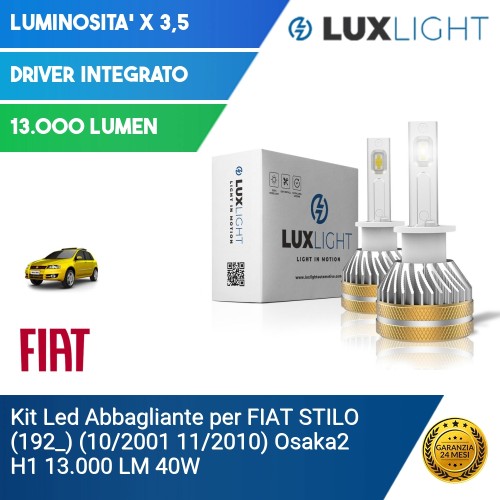 Kit Led Abbagliante per FIAT STILO (192_) (10/2001 11/2010) Osaka2 H1 13.000 LM 40W