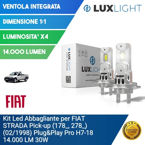 Kit Led Abbagliante per FIAT STRADA Pick-up (178_, 278_) (02/1998) Plug&Play Pro H7-18 14.000 LM 30W