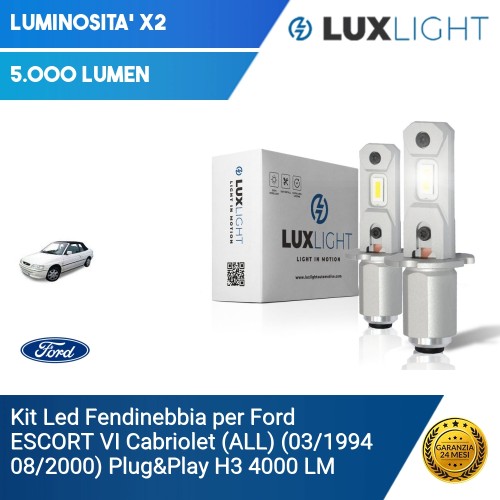 Kit Led Fendinebbia per Ford ESCORT VI Cabriolet (ALL) (03/1994 08/2000) Plug&Play H3 4000 LM