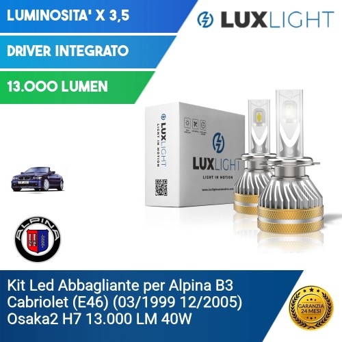 Kit Led Abbagliante per Alpina B3 Cabriolet (E46) (03/1999 12/2005) Osaka2 H7 13.000 LM 40W