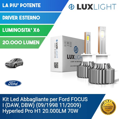 Kit Led Abbagliante per Ford FOCUS I (DAW, DBW) (09/1998 11/2009) Hyperled Pro H1 20.000LM 70W