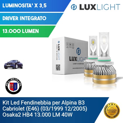 Kit Led Fendinebbia per Alpina B3 Cabriolet (E46) (03/1999 12/2005) Osaka2 HB4 13.000 LM 40W