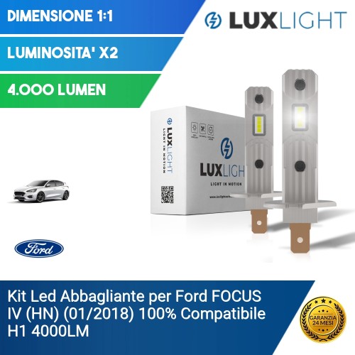 Kit Led Abbagliante per Ford FOCUS IV (HN) (01/2018) 100% Compatibile H1 4000LM