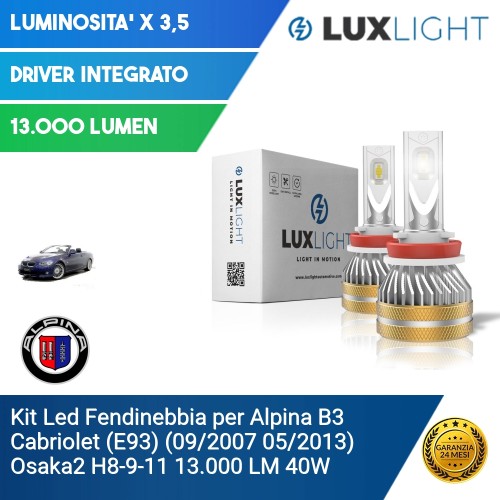 Kit Led Fendinebbia per Alpina B3 Cabriolet (E93) (09/2007 05/2013) Osaka2 H8-9-11 13.000 LM 40W