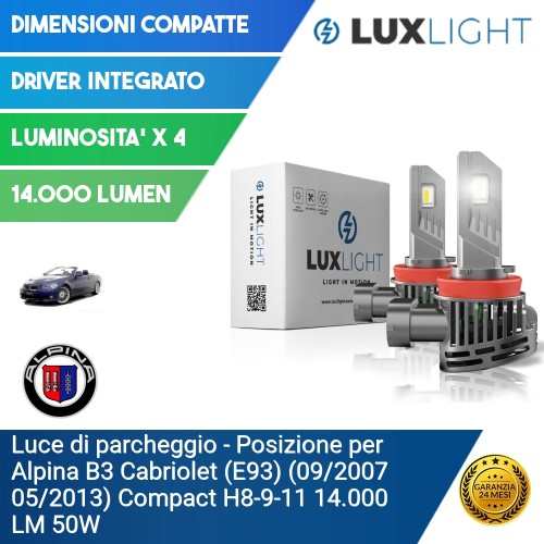 Luce di parcheggio - Posizione per Alpina B3 Cabriolet (E93) (09/2007 05/2013) Compact H8-9-11 14.000 LM 50W