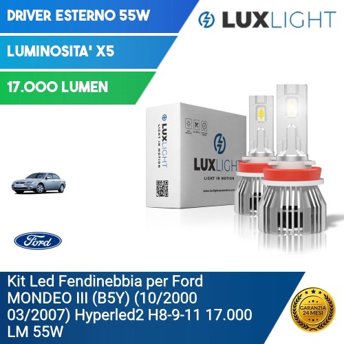 Kit Led Fendinebbia per Ford MONDEO III (B5Y) (10/2000 03/2007) Hyperled2 H8-9-11 17.000 LM 55W