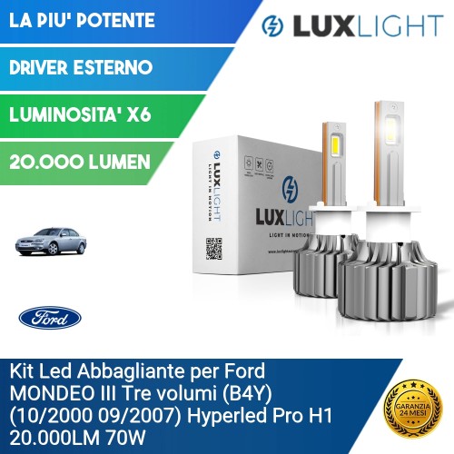 Kit Led Abbagliante per Ford MONDEO III Tre volumi (B4Y) (10/2000 09/2007) Hyperled Pro H1 20.000LM 70W